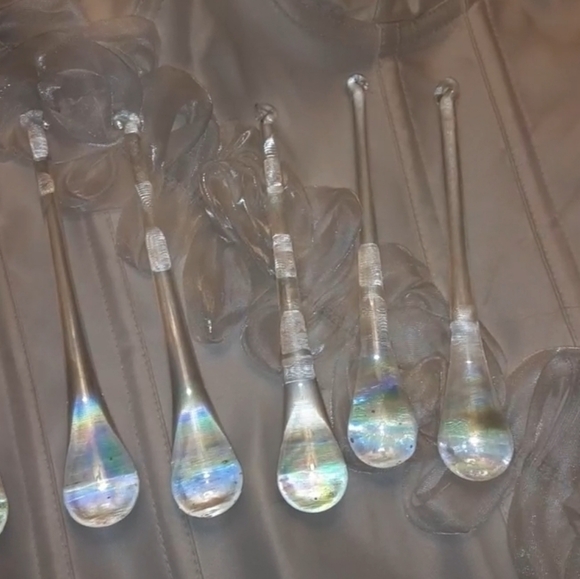 Other - Six Murano Style Glass Iridescent Teardrops Chandelier Pieces Suncatcher